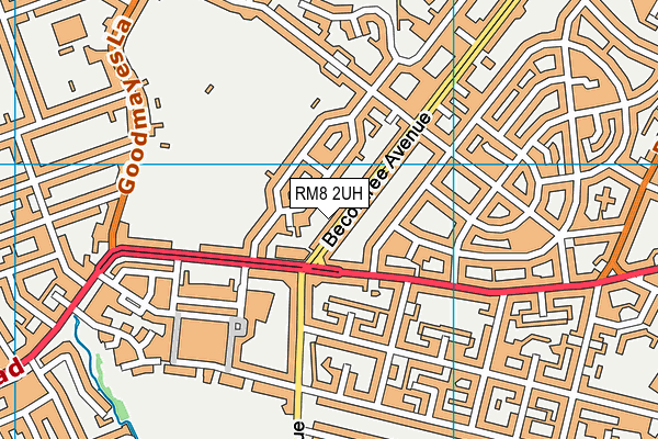 RM8 2UH map - OS VectorMap District (Ordnance Survey)