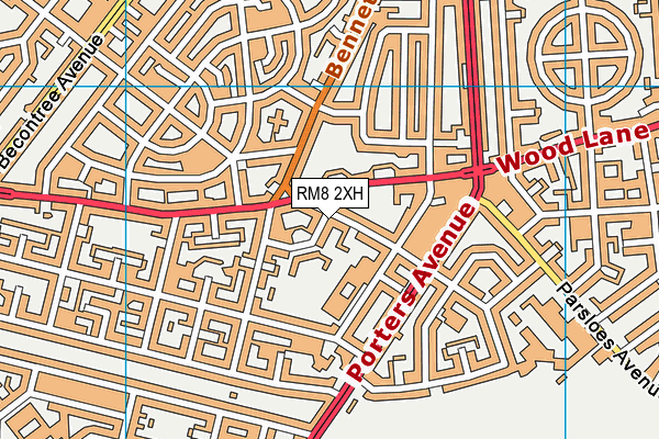 RM8 2XH map - OS VectorMap District (Ordnance Survey)