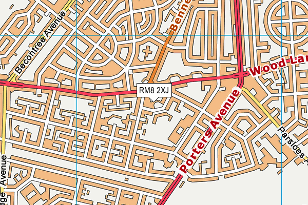RM8 2XJ map - OS VectorMap District (Ordnance Survey)