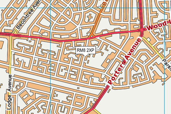 RM8 2XP map - OS VectorMap District (Ordnance Survey)