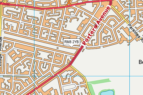 RM8 2YB map - OS VectorMap District (Ordnance Survey)