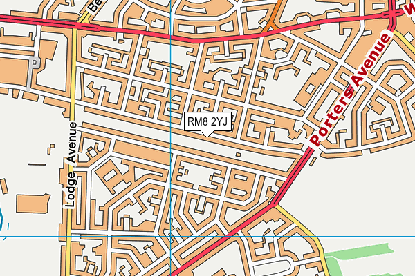 RM8 2YJ map - OS VectorMap District (Ordnance Survey)