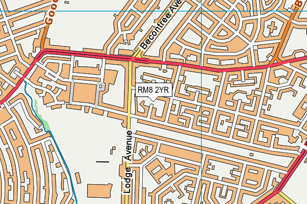 RM8 2YR map - OS VectorMap District (Ordnance Survey)