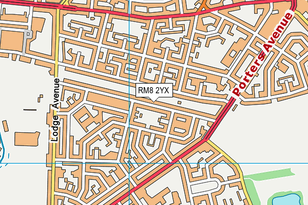 RM8 2YX map - OS VectorMap District (Ordnance Survey)