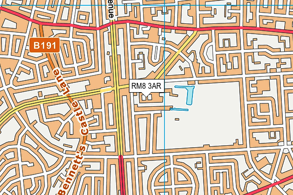 RM8 3AR map - OS VectorMap District (Ordnance Survey)