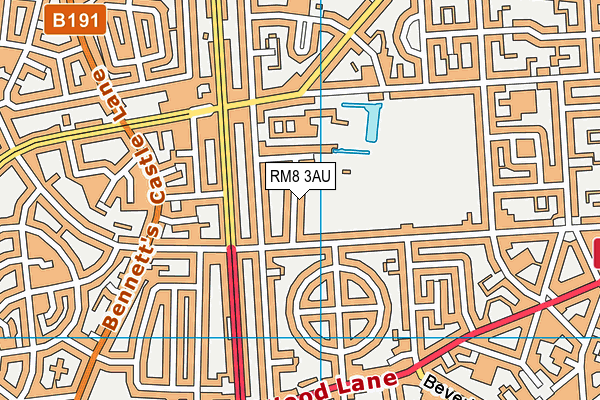 RM8 3AU map - OS VectorMap District (Ordnance Survey)