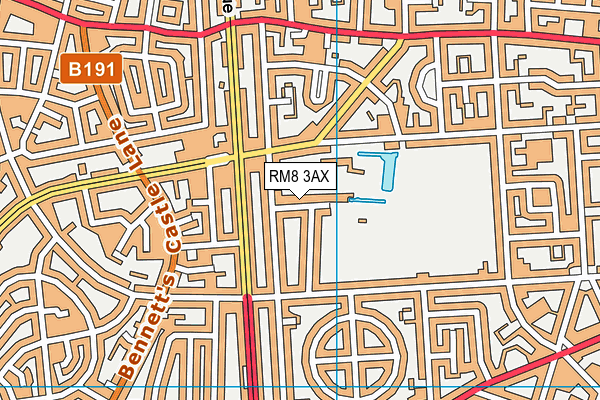 RM8 3AX map - OS VectorMap District (Ordnance Survey)