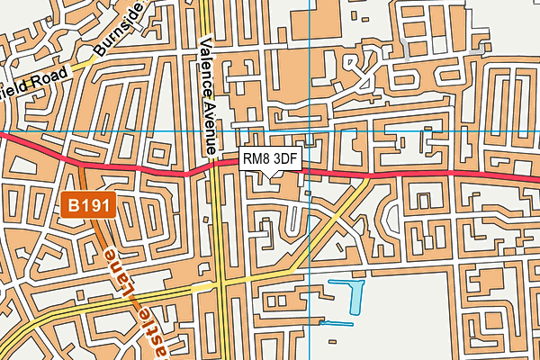 RM8 3DF map - OS VectorMap District (Ordnance Survey)