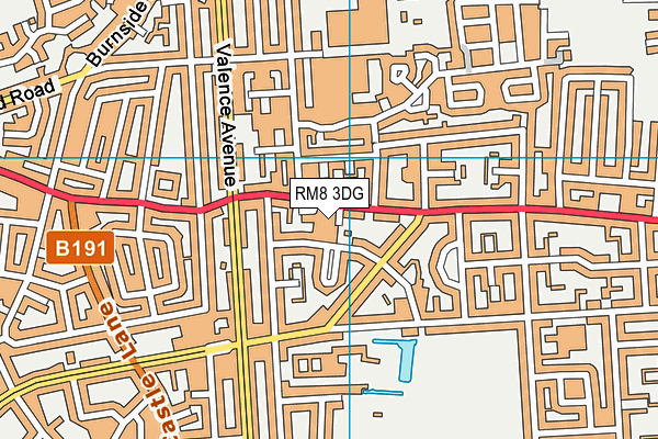 RM8 3DG map - OS VectorMap District (Ordnance Survey)