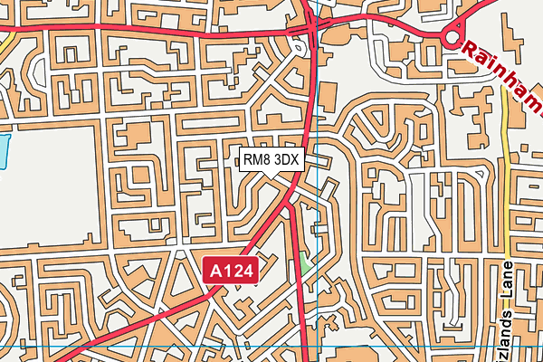 RM8 3DX map - OS VectorMap District (Ordnance Survey)