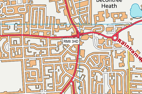 RM8 3HD map - OS VectorMap District (Ordnance Survey)