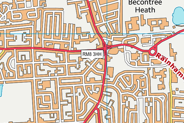 RM8 3HH map - OS VectorMap District (Ordnance Survey)
