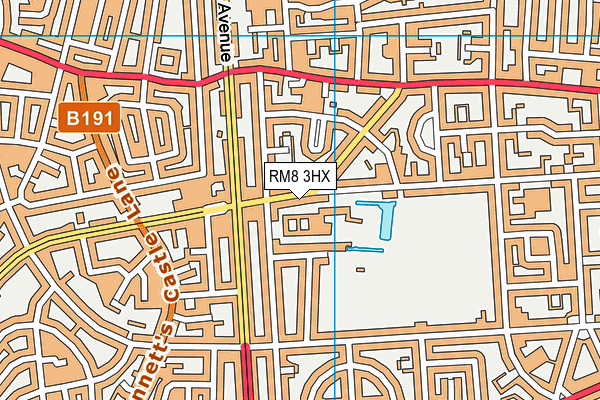 RM8 3HX map - OS VectorMap District (Ordnance Survey)