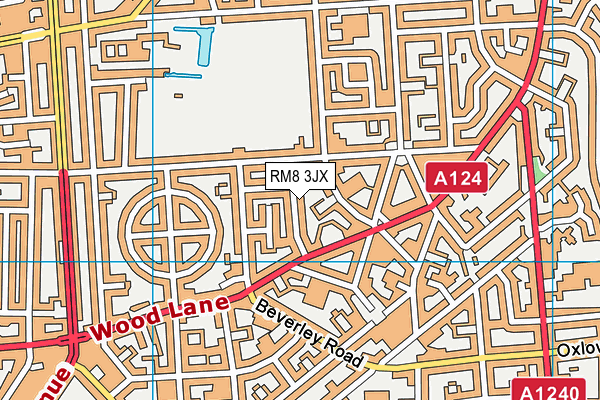 RM8 3JX map - OS VectorMap District (Ordnance Survey)