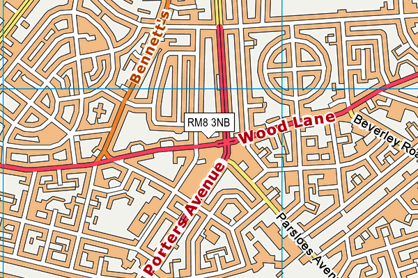 RM8 3NB map - OS VectorMap District (Ordnance Survey)