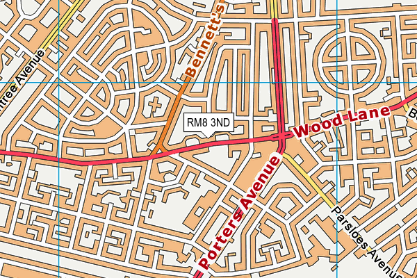 RM8 3ND map - OS VectorMap District (Ordnance Survey)