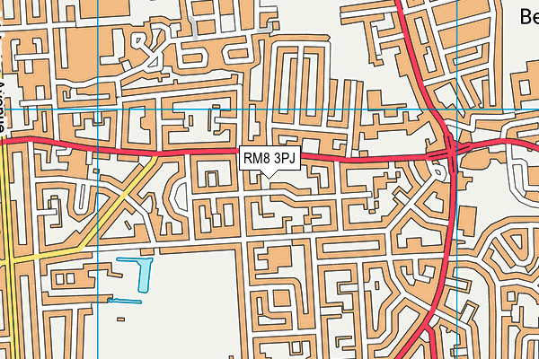 RM8 3PJ map - OS VectorMap District (Ordnance Survey)