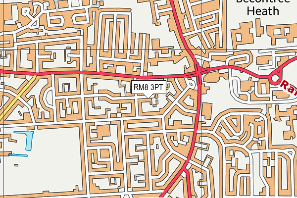 RM8 3PT map - OS VectorMap District (Ordnance Survey)