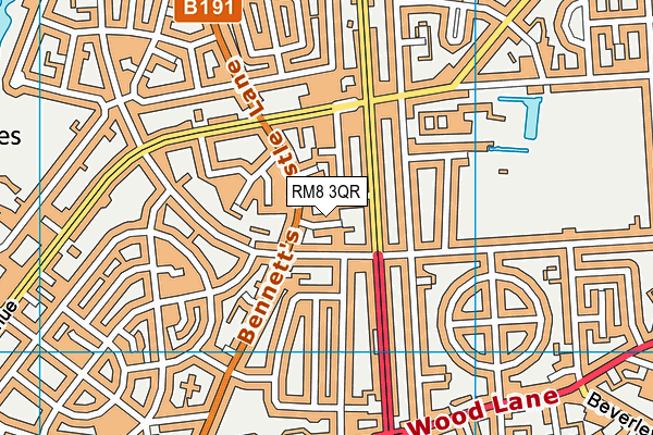 RM8 3QR map - OS VectorMap District (Ordnance Survey)