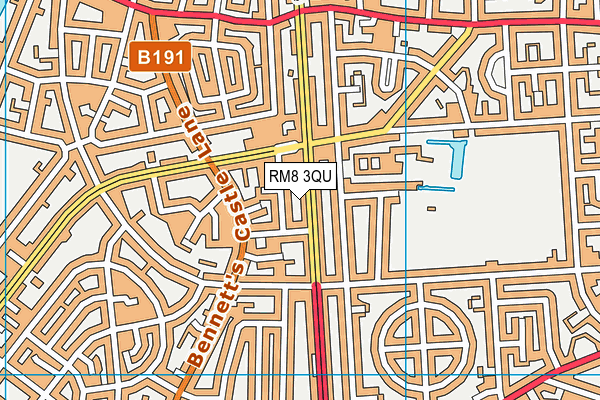 RM8 3QU map - OS VectorMap District (Ordnance Survey)