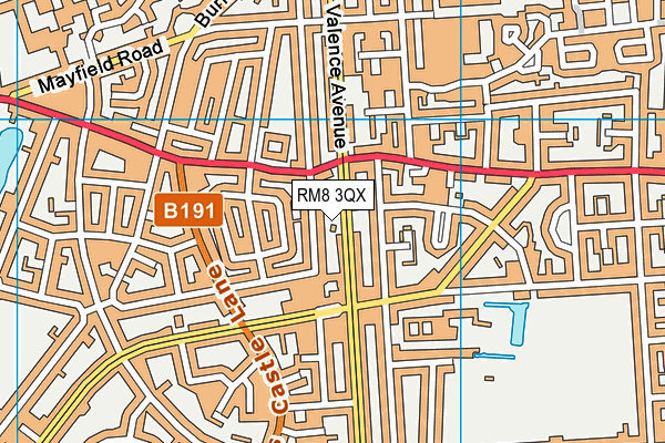 RM8 3QX map - OS VectorMap District (Ordnance Survey)
