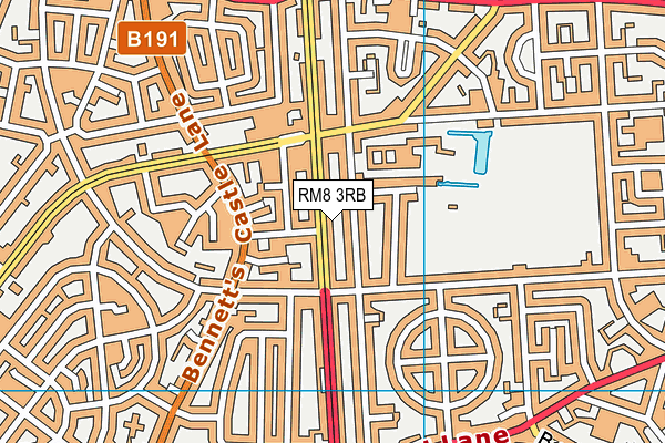 RM8 3RB map - OS VectorMap District (Ordnance Survey)