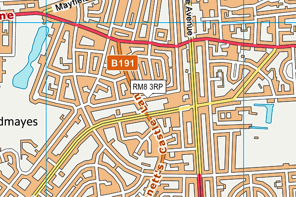 RM8 3RP map - OS VectorMap District (Ordnance Survey)