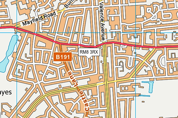 RM8 3RX map - OS VectorMap District (Ordnance Survey)