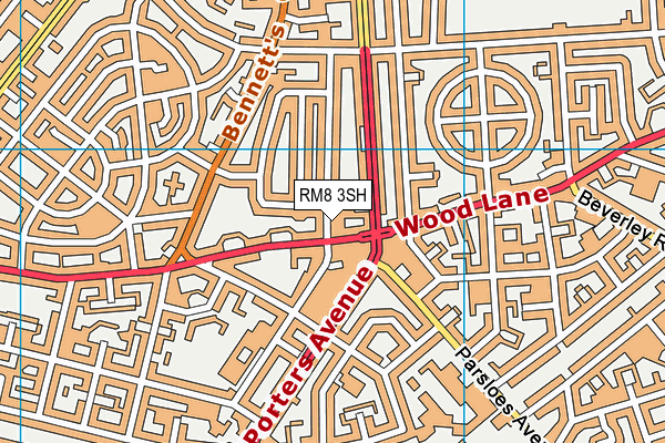 RM8 3SH map - OS VectorMap District (Ordnance Survey)