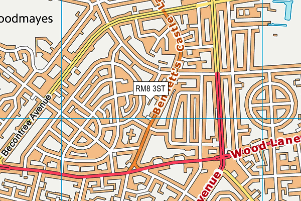 RM8 3ST map - OS VectorMap District (Ordnance Survey)