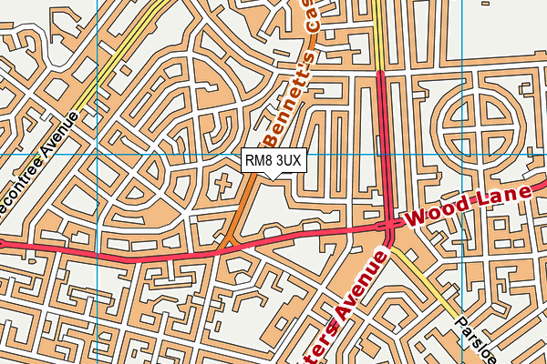 RM8 3UX map - OS VectorMap District (Ordnance Survey)