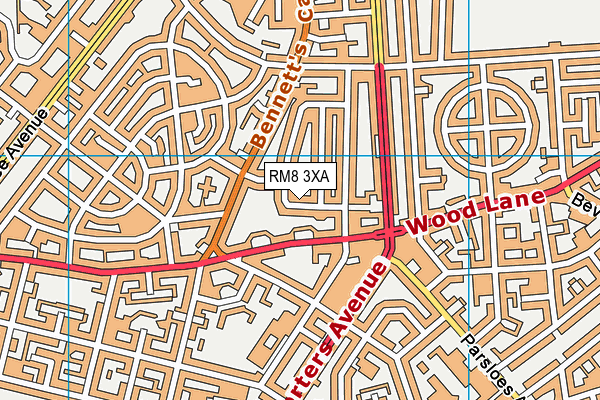 RM8 3XA map - OS VectorMap District (Ordnance Survey)