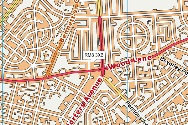 RM8 3XB map - OS VectorMap District (Ordnance Survey)