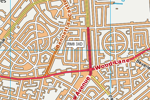 RM8 3XD map - OS VectorMap District (Ordnance Survey)