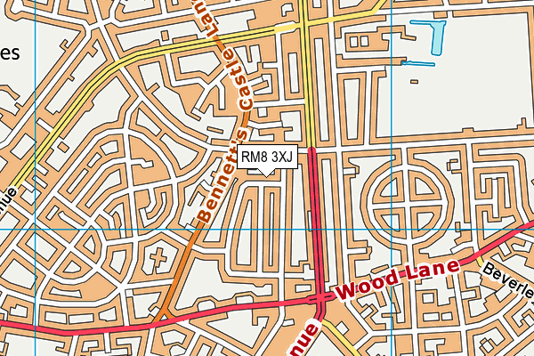 RM8 3XJ map - OS VectorMap District (Ordnance Survey)