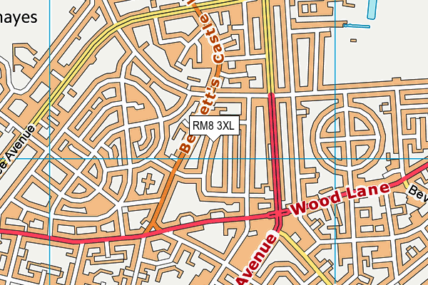 RM8 3XL map - OS VectorMap District (Ordnance Survey)