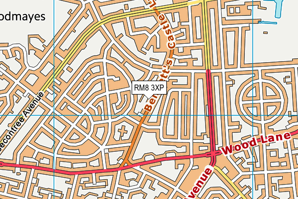 RM8 3XP map - OS VectorMap District (Ordnance Survey)