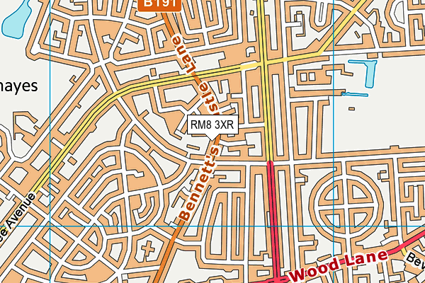 RM8 3XR map - OS VectorMap District (Ordnance Survey)