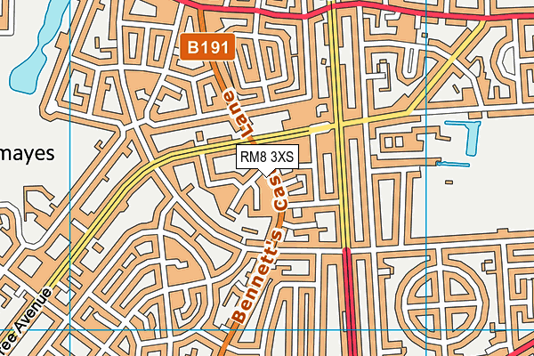 RM8 3XS map - OS VectorMap District (Ordnance Survey)