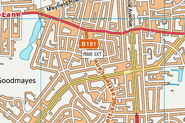 RM8 3XT map - OS VectorMap District (Ordnance Survey)
