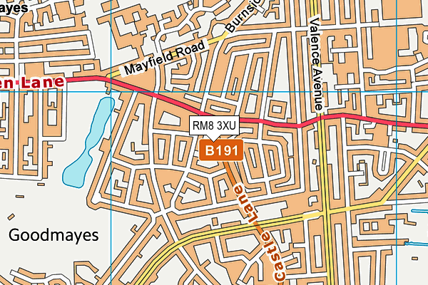 RM8 3XU map - OS VectorMap District (Ordnance Survey)