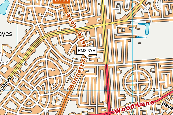 RM8 3YH map - OS VectorMap District (Ordnance Survey)