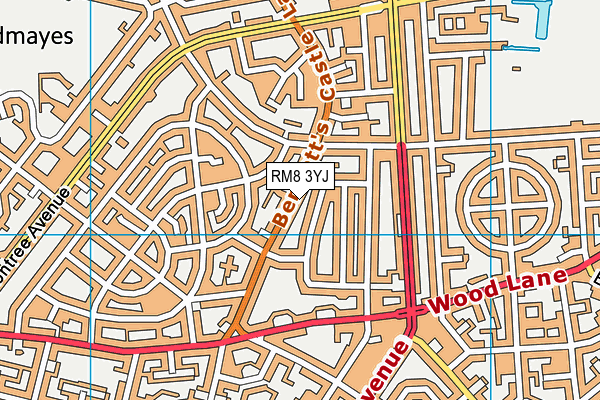 RM8 3YJ map - OS VectorMap District (Ordnance Survey)