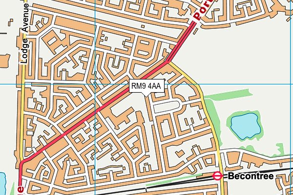 RM9 4AA map - OS VectorMap District (Ordnance Survey)