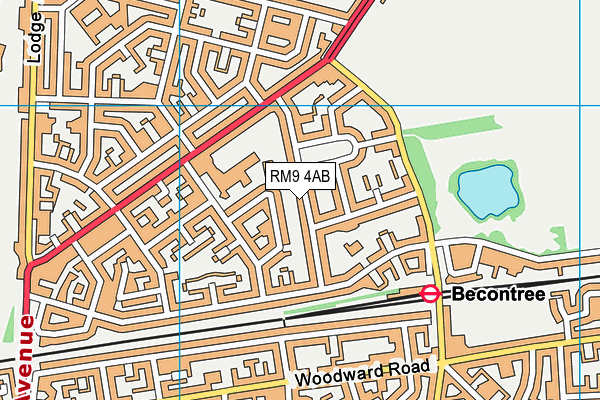 RM9 4AB map - OS VectorMap District (Ordnance Survey)