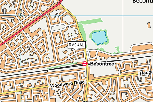 RM9 4AL map - OS VectorMap District (Ordnance Survey)