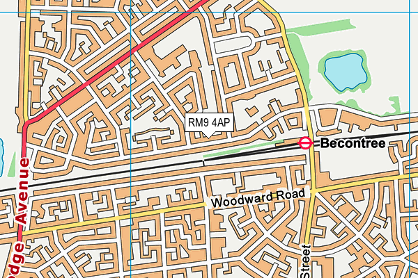 RM9 4AP map - OS VectorMap District (Ordnance Survey)