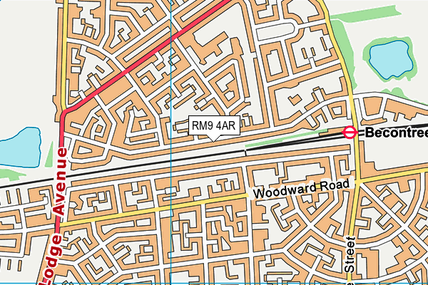 RM9 4AR map - OS VectorMap District (Ordnance Survey)