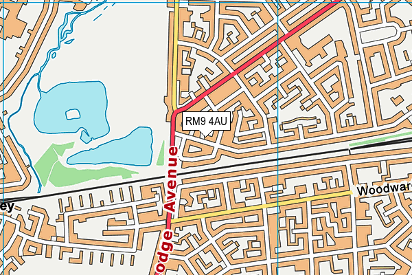 RM9 4AU map - OS VectorMap District (Ordnance Survey)