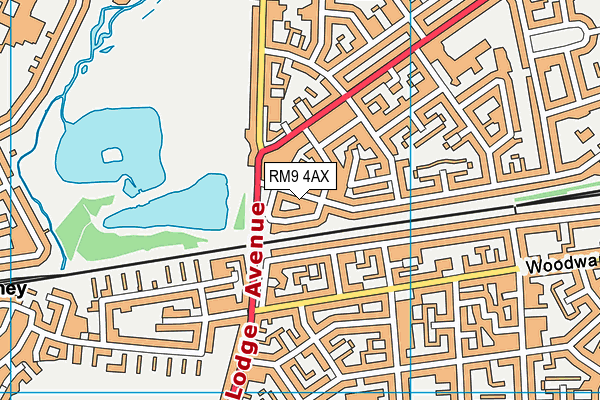 RM9 4AX map - OS VectorMap District (Ordnance Survey)